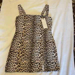 Leopard print denim dress